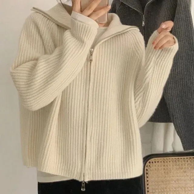 골지 도톰 집업 가디건 봄 가을 자켓 니트가디건 간절기가디건