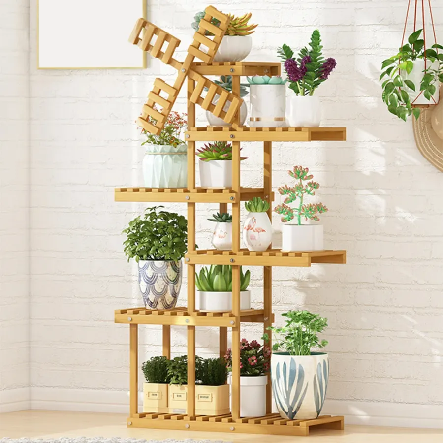 풍차 6단 대나무 진열대 A(60cmx24.5cmx120cm) (오크)