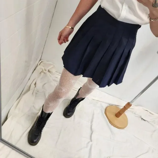 여성 플레어 스커트 네이비 데일리 치마 교복