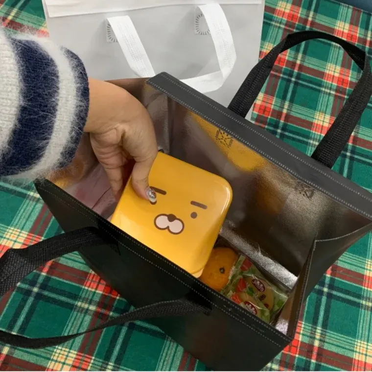 보온보냉 도시락 부직포 쇼핑백 가방 블랙 대