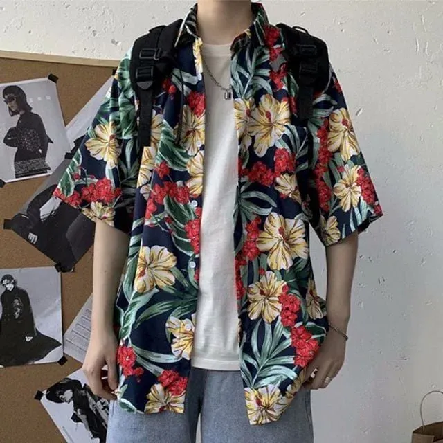 하와이안 꽃무늬 셔츠 바캉스 휴양지