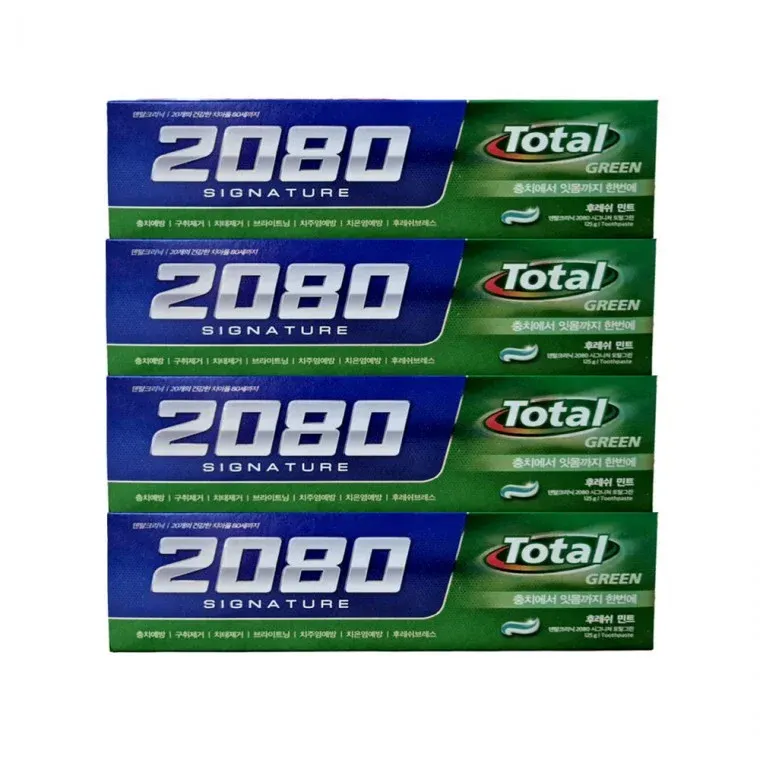 2080 시그니처 토탈 그린 치약 125gx4입 후레쉬민트