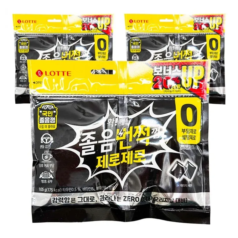 롯데 졸음번쩍껌 제로제로 트윈 리필 105g x 3개