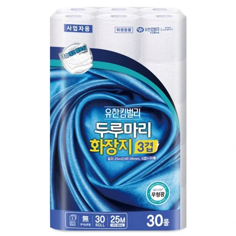유한킴벌리 3겹 두루마리 화장지 휴지 25MX30개입
