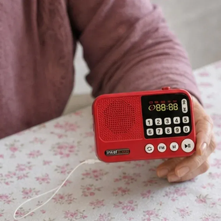 휴대용 FM 라디오 MP3 플레이어 TF카드 USB 재생 LCD 숫자키패드