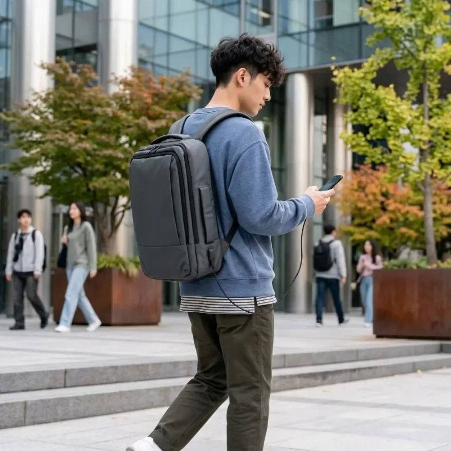 요크 USB충전 확장 백팩 캐주얼 직장인 대학생 노트북
