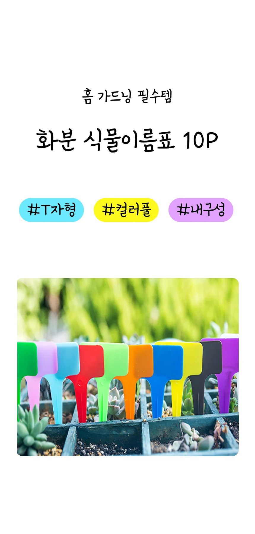 네임택 화분이름표 팻말 10P 화분꽂이 미니팻말 미니텃밭 상세1