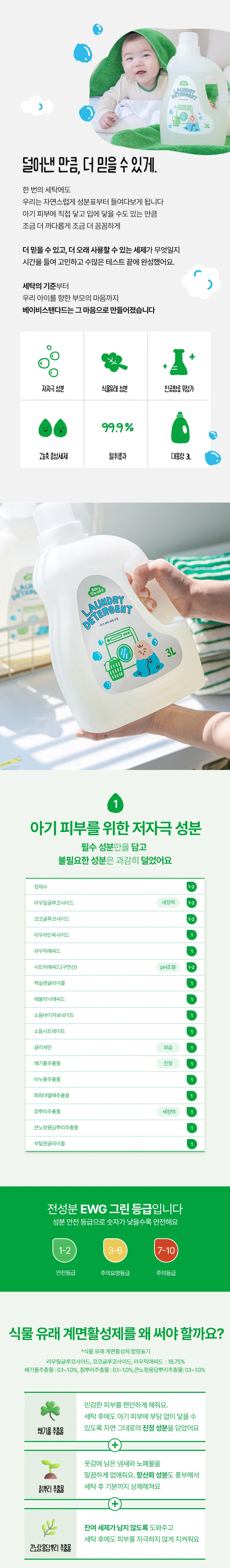 세제 무향 3L 액상 세탁세제 유아세제 아기옷세제 상세4