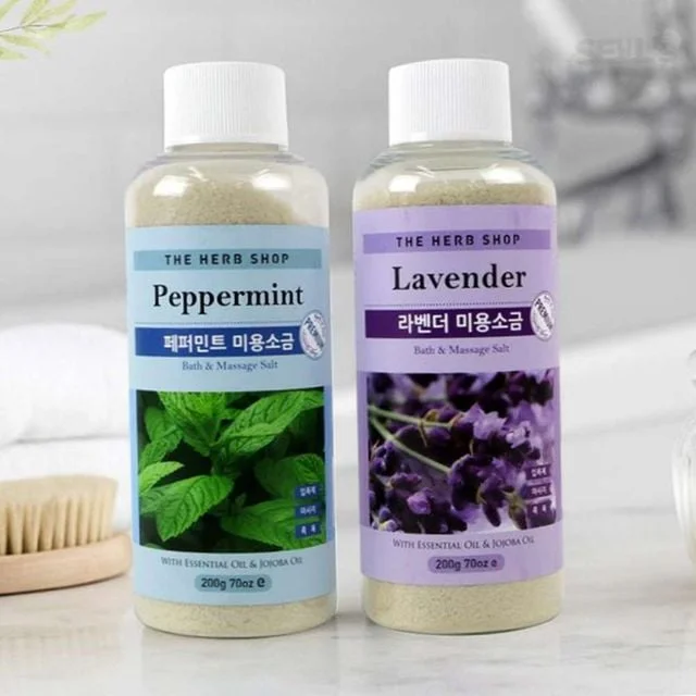 200g 더허브샵 마사지 미용소금 입욕소금 바디스크럽