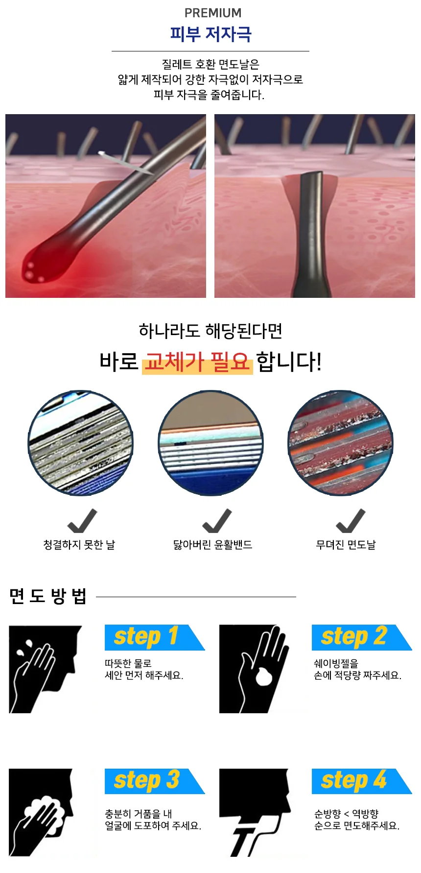 질레트 호환용 면도날 프로글라이드(4개입) 2세트 상세3