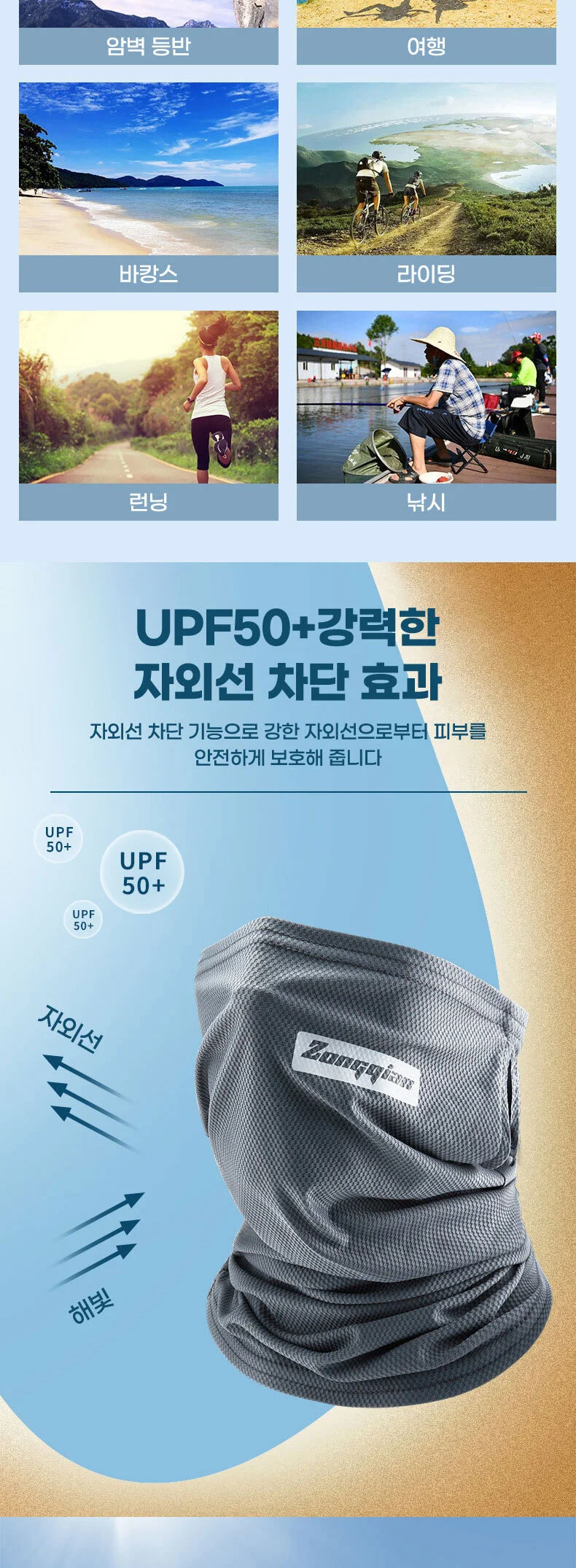 야외 가리개 활동 쿨링 통기성 얼굴 좋은 마스크 자외선차단 상세3