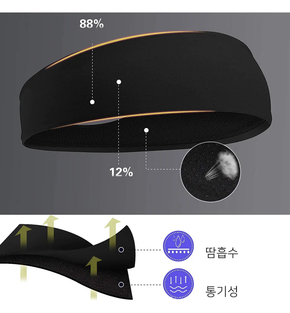 스포츠 헤어 밴드 테니스 반다나 땀흡수 러닝 헤드밴드 상세4
