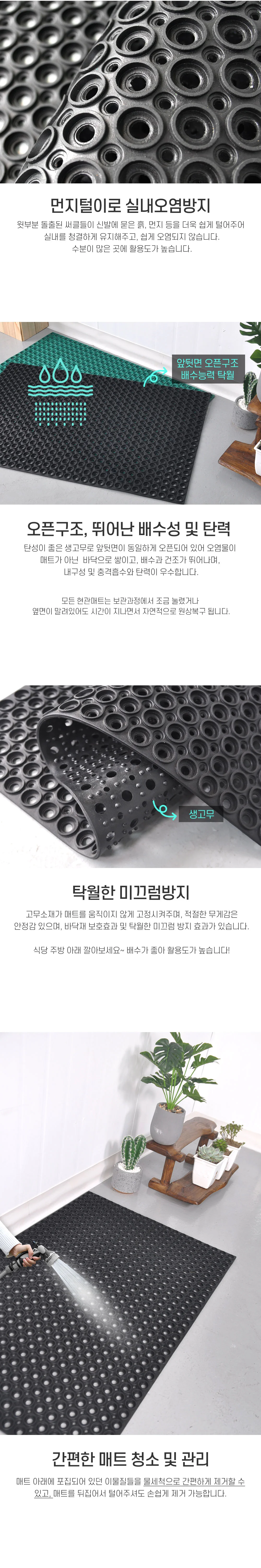 고무 현관매트 출입구 현관 발판 발매트 블랙 90x120 상세4