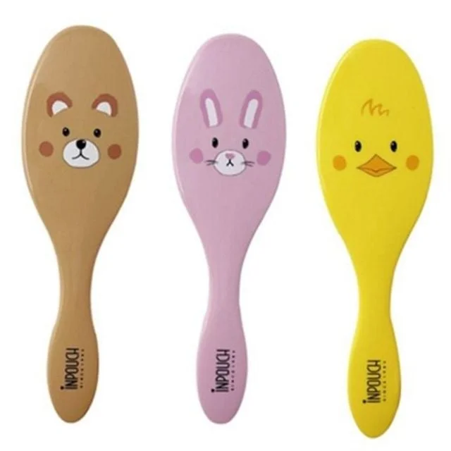 어린이 헤어 브러쉬 아동 헤어 브러쉬 나들이용 휴대용 귀여운 토끼 안전 유아 둥근