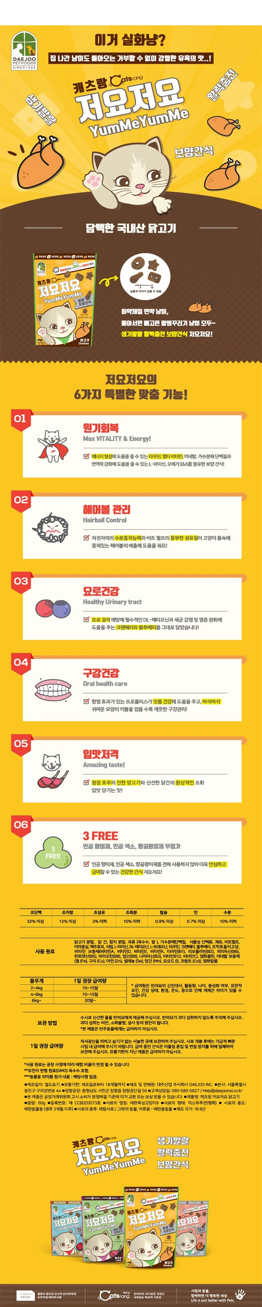 캐츠랑 저요저요 보양간식 닭고기 60g 상세3
