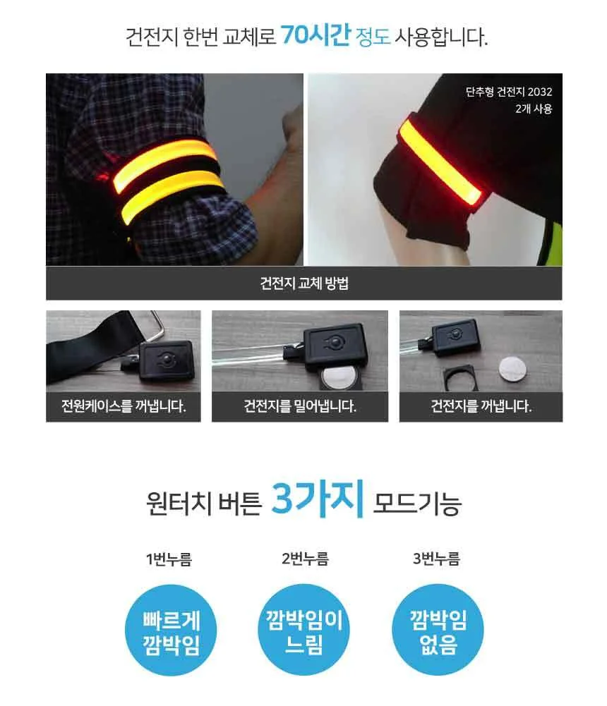 암밴드 LED 1구 그린 LED소품 LED밴드 상세4