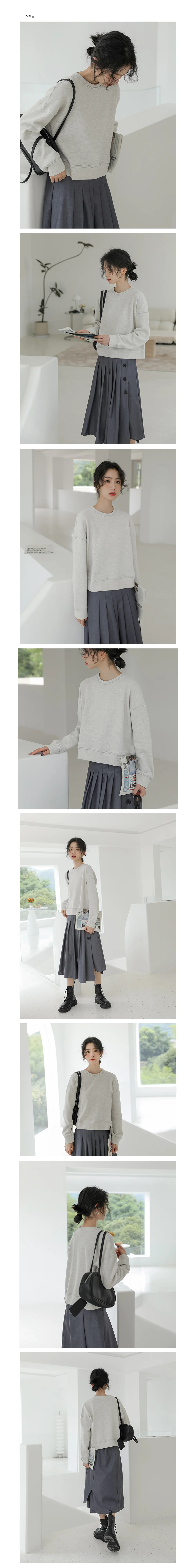 여성 루즈핏 맨투맨 긴팔 티셔츠 간절기 데일리 기본 상의 상세1