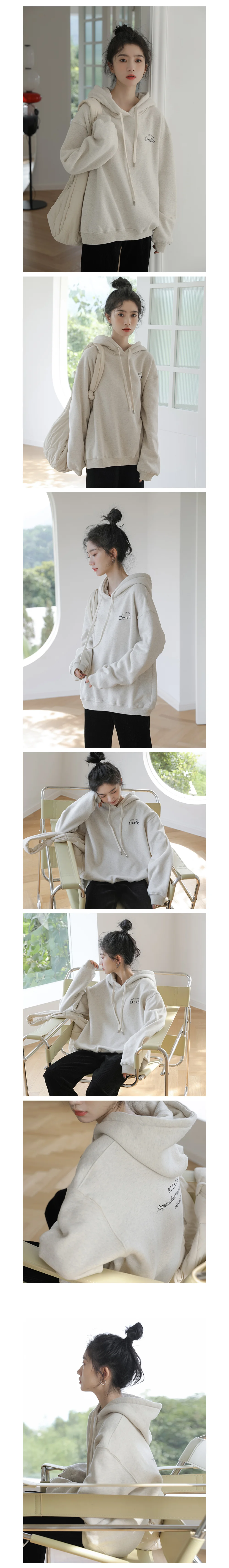 오버핏 후드 기모 맨투맨 티셔츠 상세1