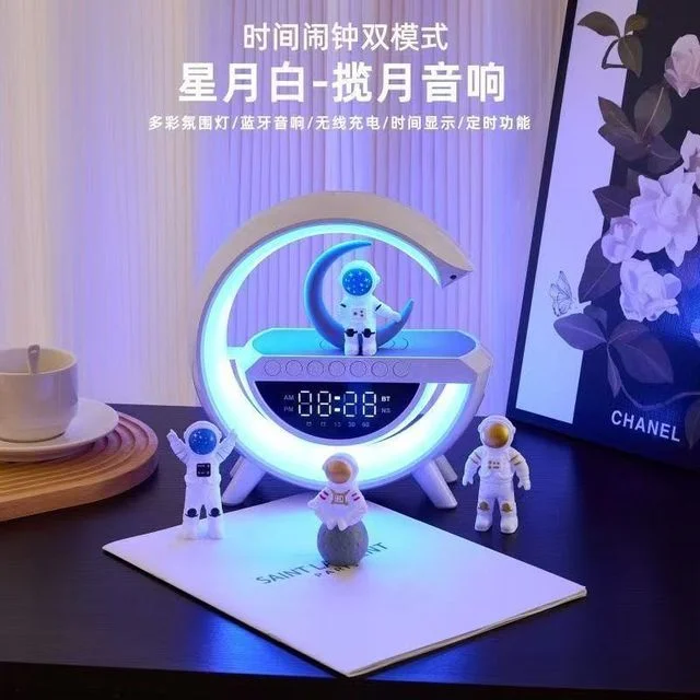 원형 C형 무선 충전 알람시계 블루투스 스피커 360도 음향 무드등 상세1