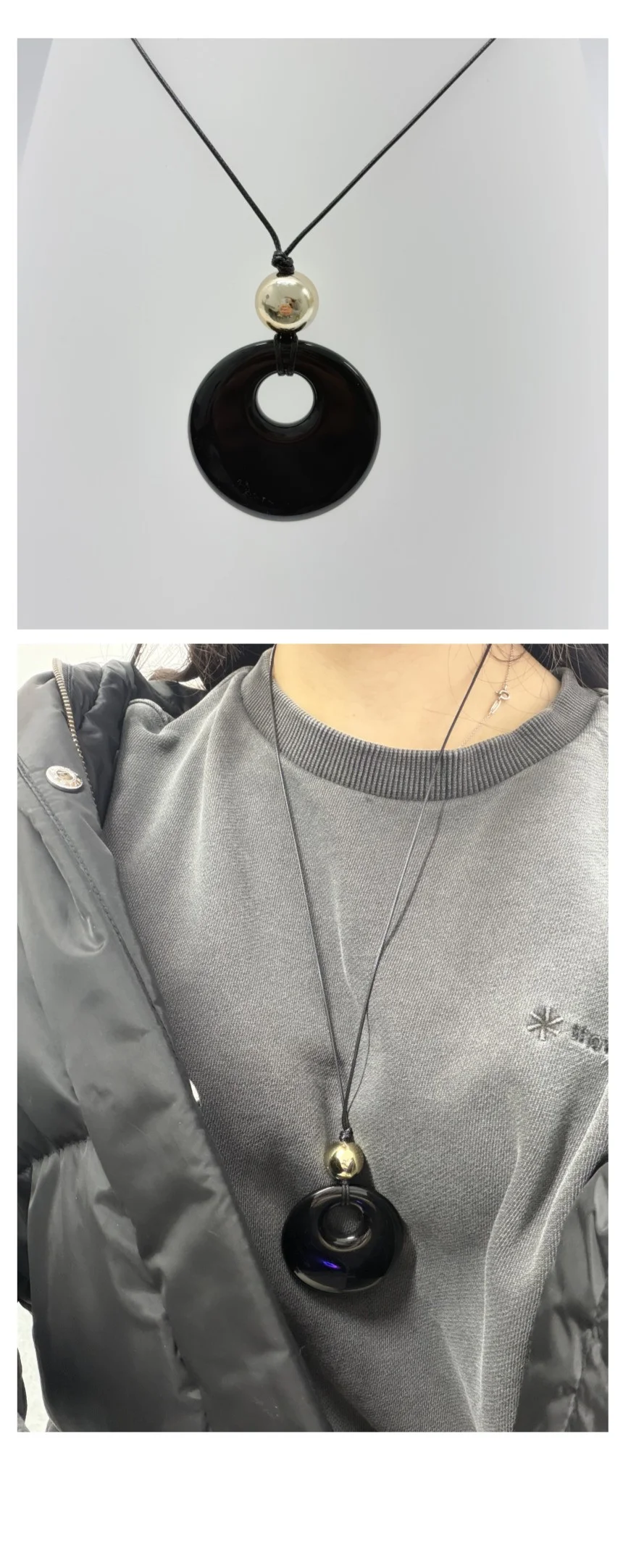 라운드 스톤 포인트 네크리스 패션 목걸이 상세4