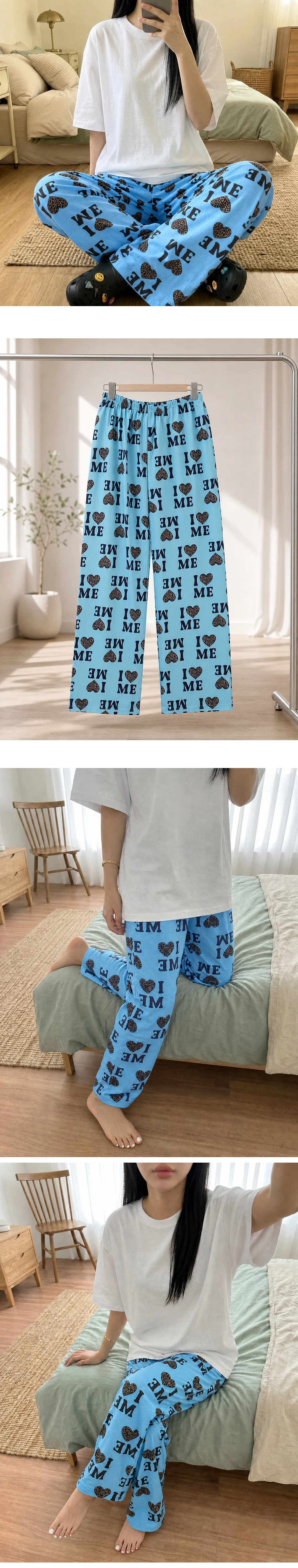 잠옷 파자마 조이풀팝잠옷바지 패턴파자마 린넨 와이드 홈웨어 상세3