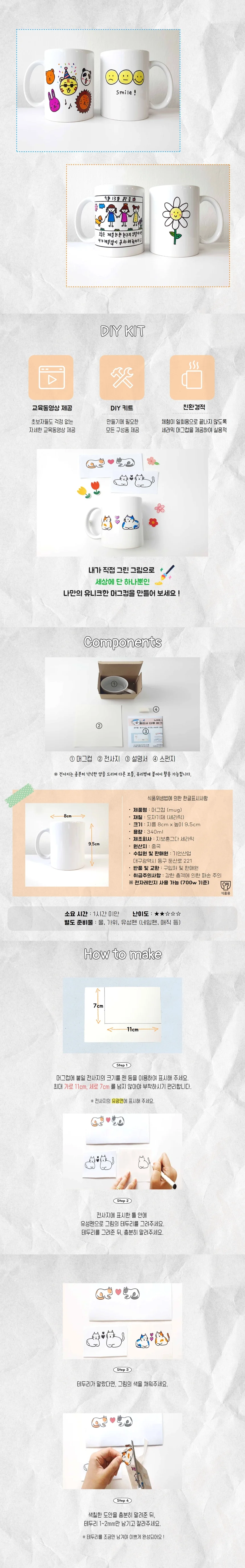 루미나D 노오븐 노베이크 물전사 타투 머그컵 만들기 diy키트 상세2