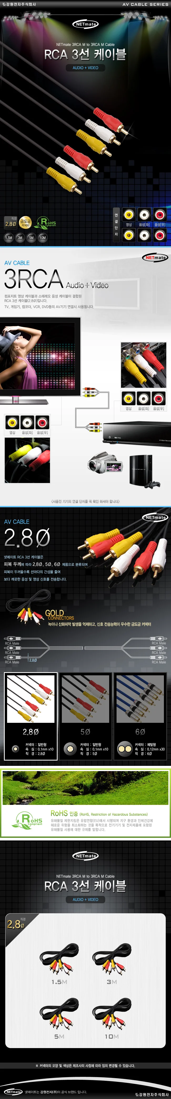 NETmate NMA 3R015N RCA 3선 케이블 1 5m 상세2