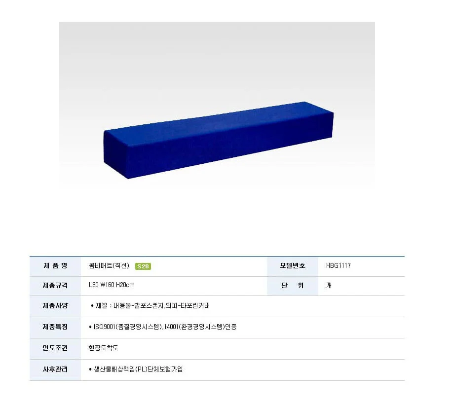 직선 콤비 매트 학교 체육 체조 매트 30x160x20cm 상세3