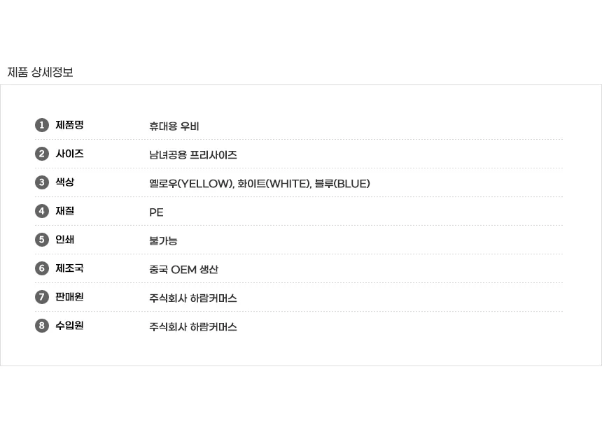 고중량 휴대용 우비(55g) 상세5