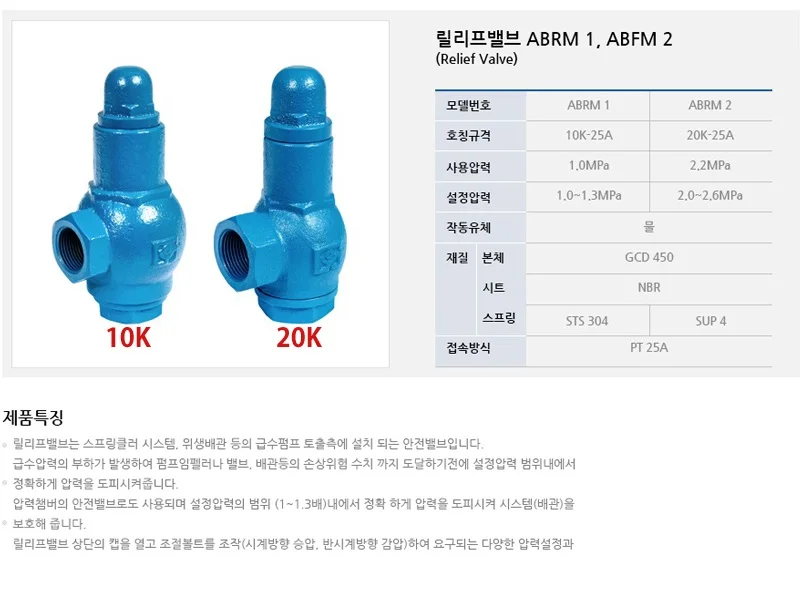 배관 급수펌프 릴리프 안전밸브 소방밸브 소방자재 과열방지 상세1