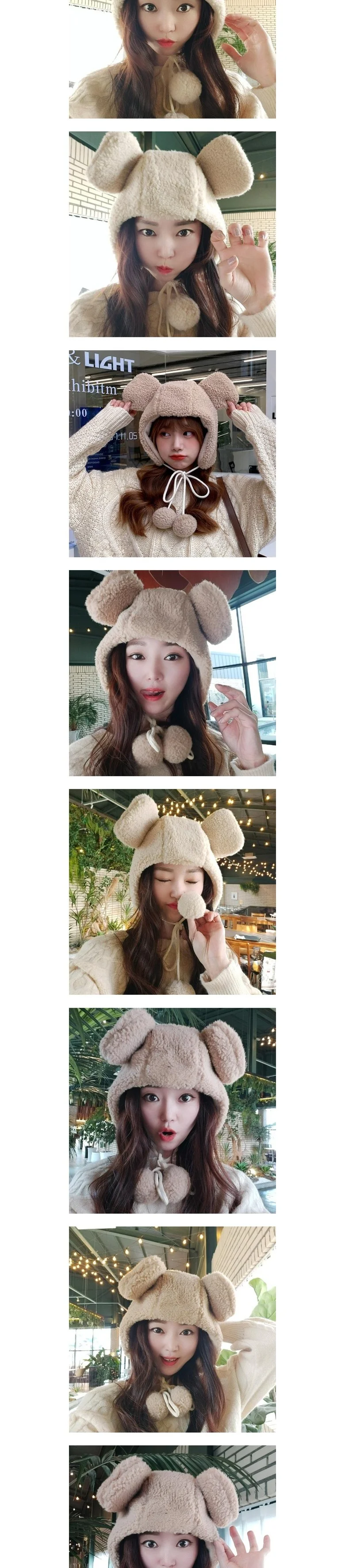 -당일출고- 포근 곰돌이 모자 겨울 방한 여성 털모자 상세2