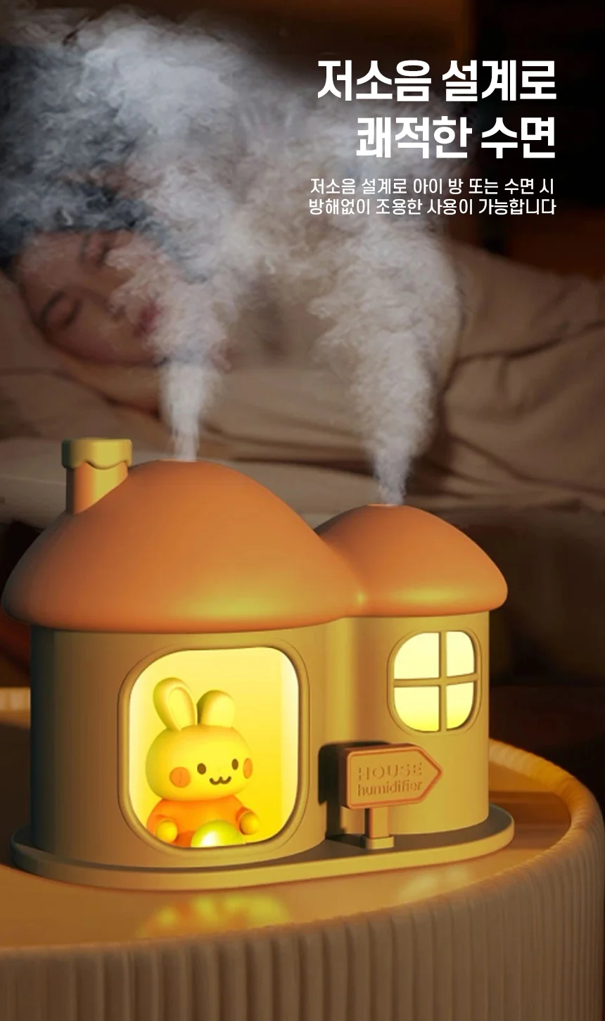 NEO2M 레빗 하우스 미니 가습기 M351 저소음 USB LED 무드등 스프레이 가습기 상세5