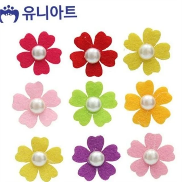 펠트 진주 꽃 펠트 꽃 장식 재료 공예 꾸미기 핸드메이드 다용도 머리핀 유치원 수공예 헤어핀 만들기