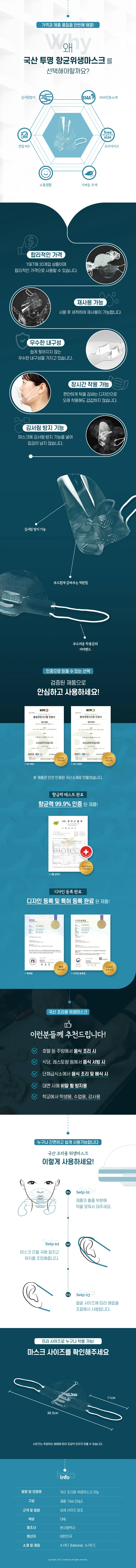 국산 위생마스크 20p 식당용마스크 조리용입마개 주방위생마스크 상세2