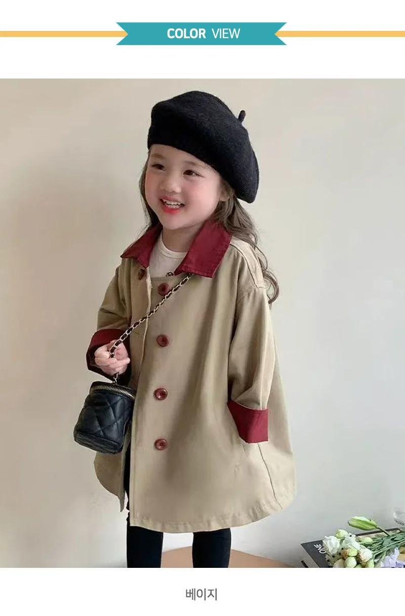 여아 가을 아동 주니어 루즈핏 트렌치 코트 자켓 점퍼 상세3