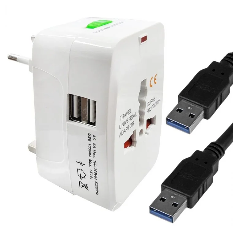 전세계호환 USB2구 여행용아답터 올인원 멀티플러그 플러그 여행용 멀티
