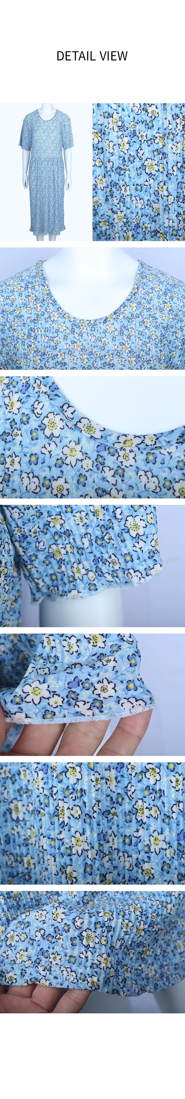 여름 까실이 꽃무늬 반팔 파자마 주름원피스 상세5