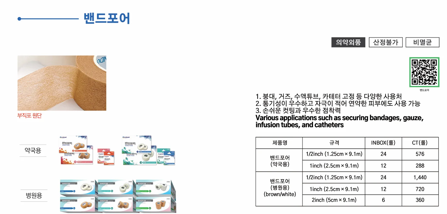밴드골드 밴드포어 마이크로포 화이트 1.25cmX9.1m 24롤 상세2