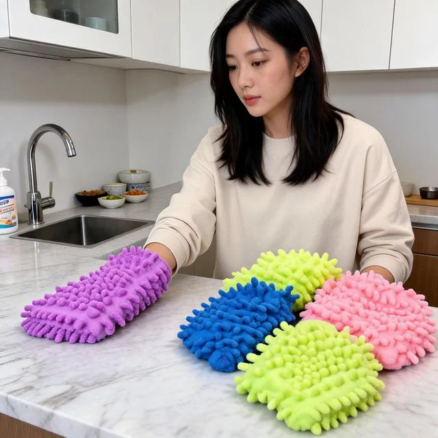 세차 장갑 극세사 청소용 미트 주방 설거지 양면 4color 데일리 집들이 선물용