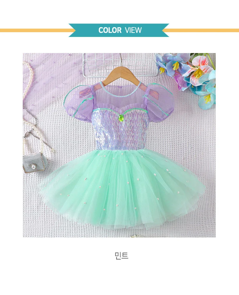 여아 공주 키즈 아동 레이스 퍼프 프릴 튜튜 발레복 상세2
