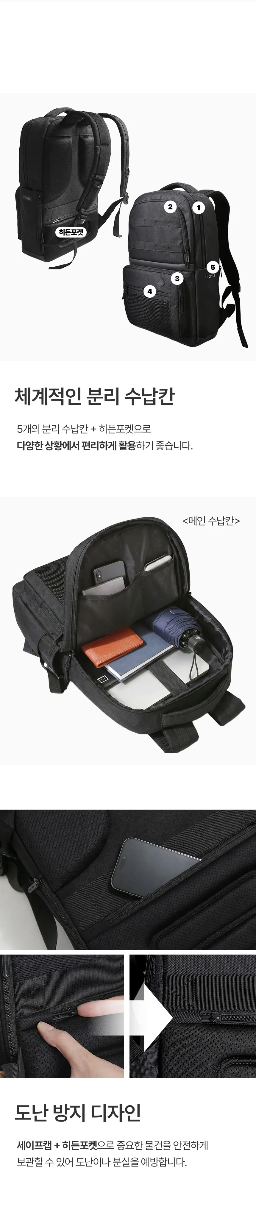 FOR1SBUG 데일리 캐주얼 스탠다드 백팩 2color 상세5