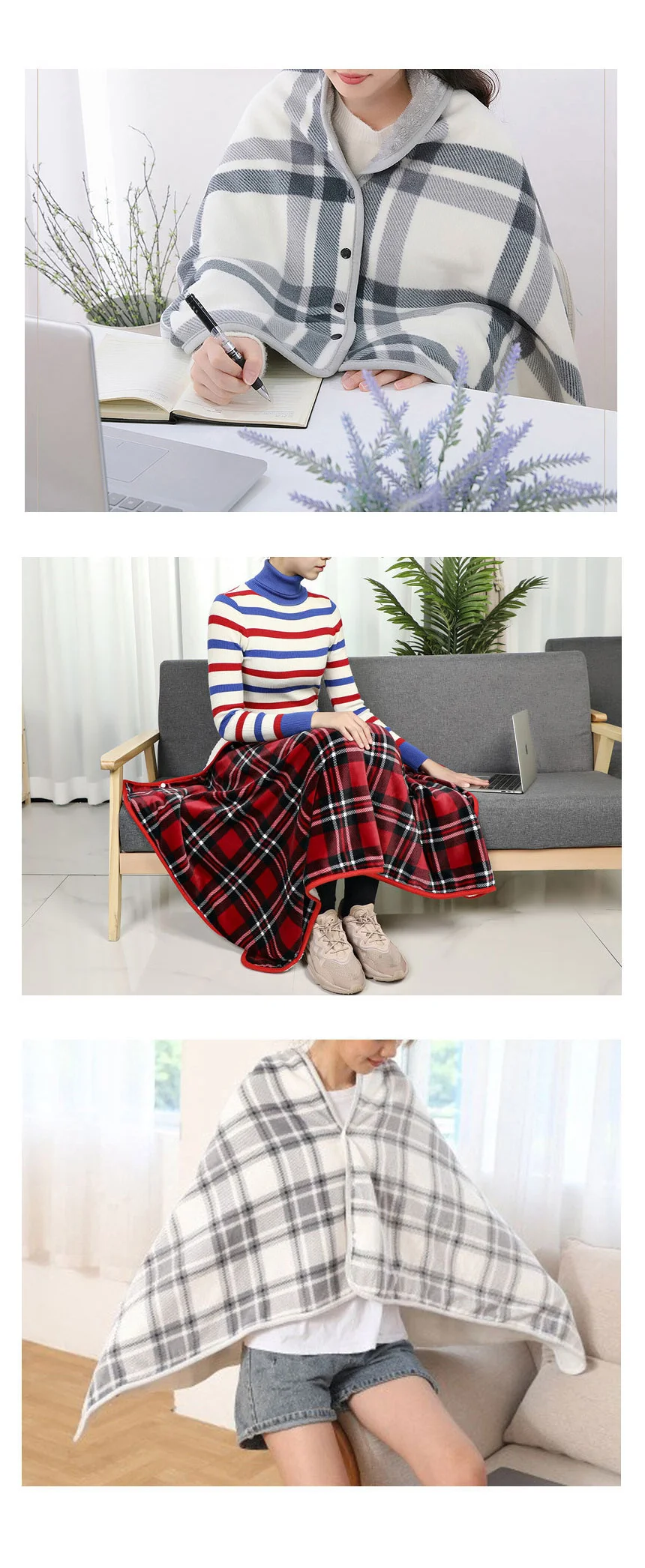 담요 따뜻한 담요 융털 망토 블랭킷 단추 극세사 상세5
