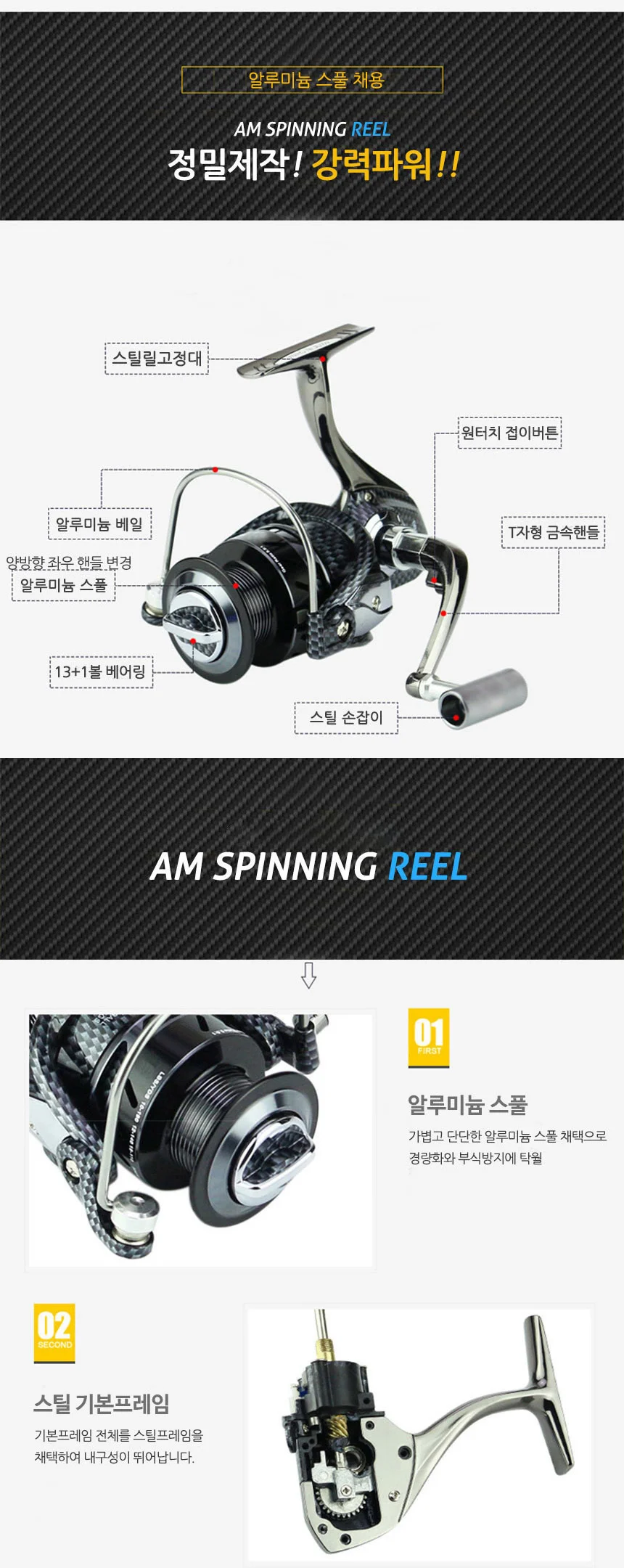 BA 스피닝릴 낚시릴 바다 민물 원투 루어 베이트 릴 상세2