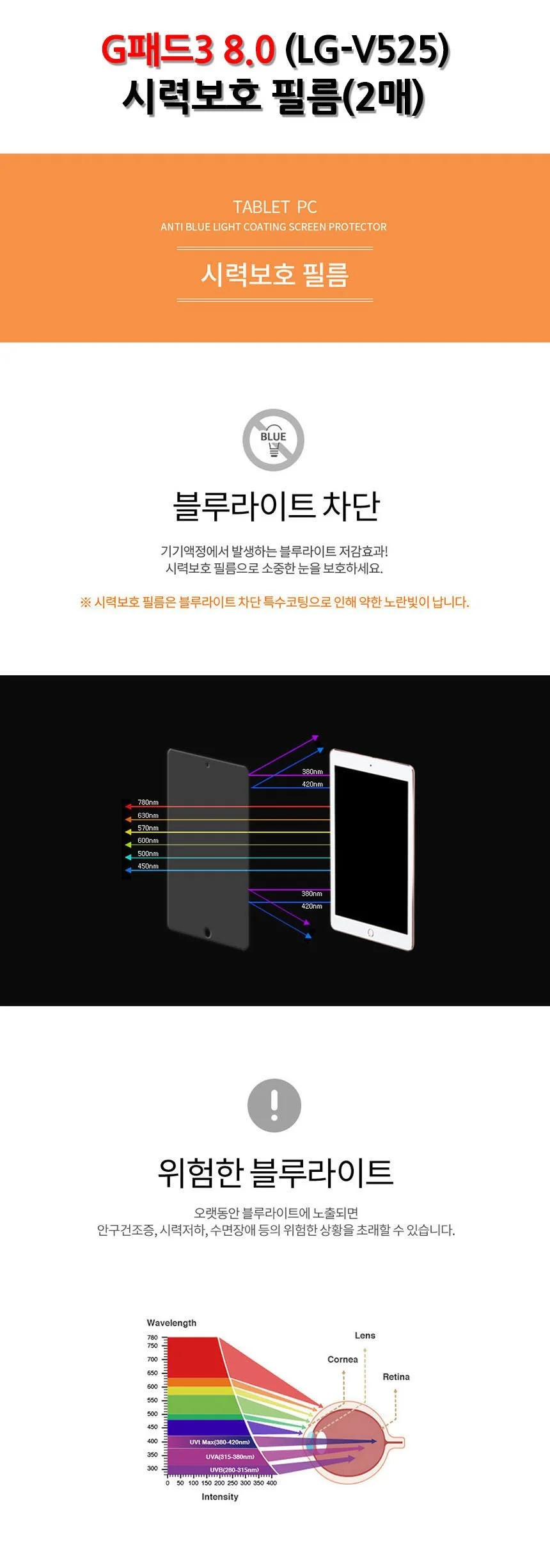 LG G패드3 8.0 시력보호 필름 2매입 상세2