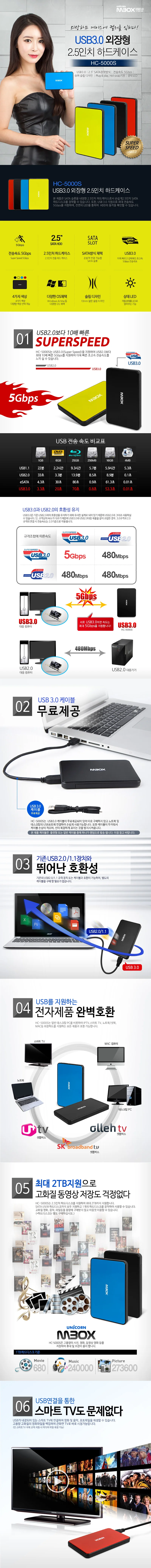 USB3.0 외장형 2.5하드케이스 5Gbps 노트북 데스크탑PC 컴퓨터 최대2TB 상세1