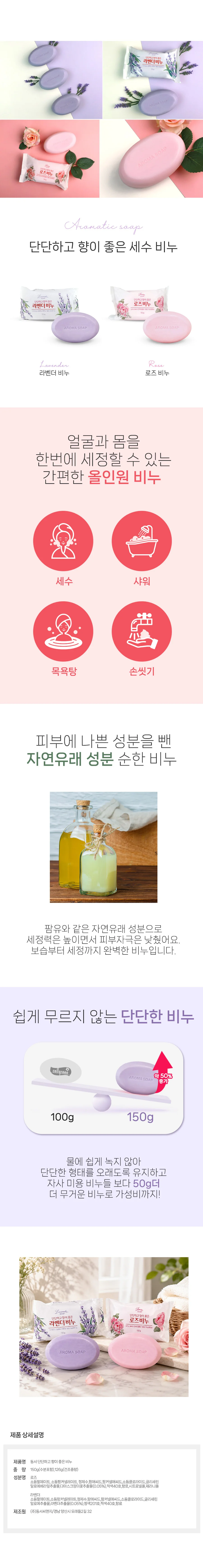 향이 좋은 로즈 세수 세안 비누 5개 상세2