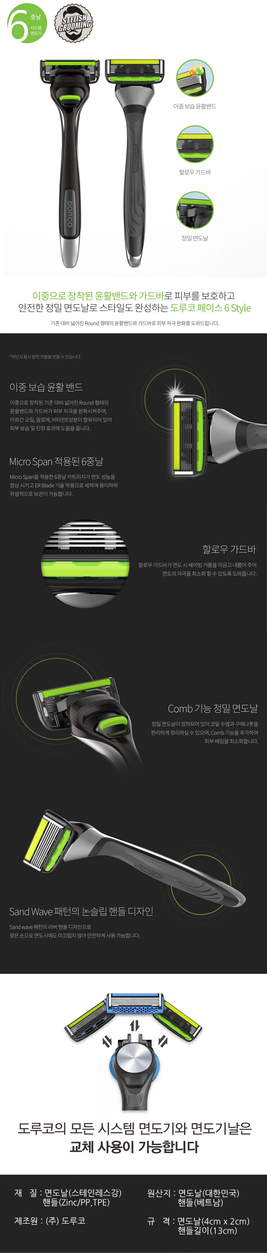 6중날 면도기 면도날 포함 2P 상세1