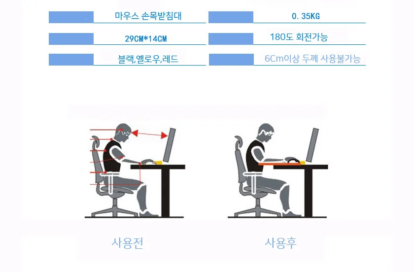 마우스 손목 받침대 책상 손목 받침대 인체공학 클립형 컴퓨터 데스크 팔꿈치 보호 확장 보호대 상세3