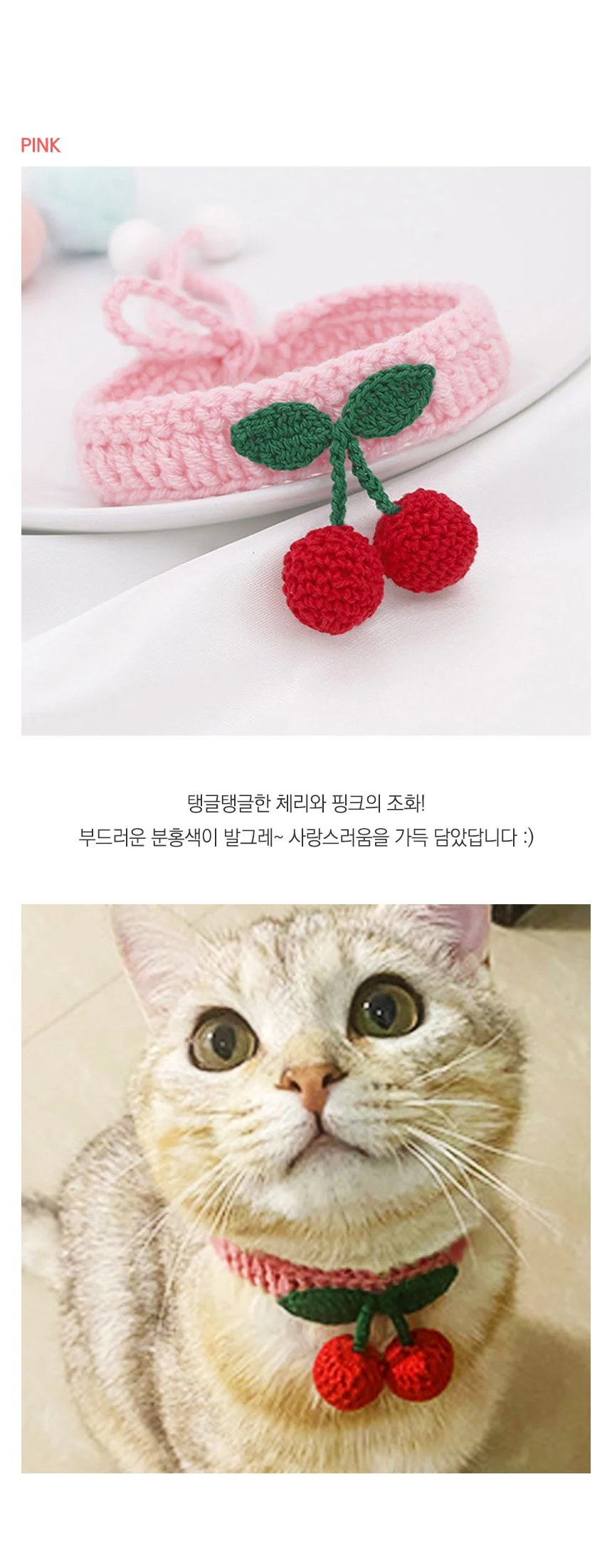 PET 강아지 고양이 뜨개 케이프 체리 스카프 상세4