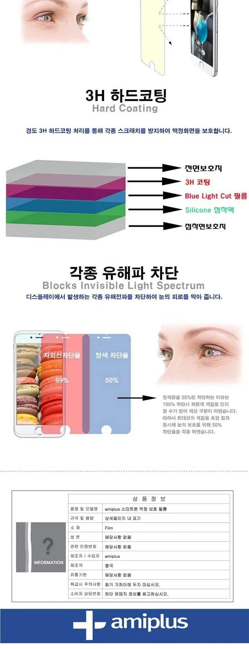 아이폰SE 3세대 시력보호 액정보호필름 2매 상세4
